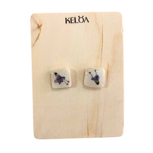 Reindeer antler earrings with wild flower decoration (small)