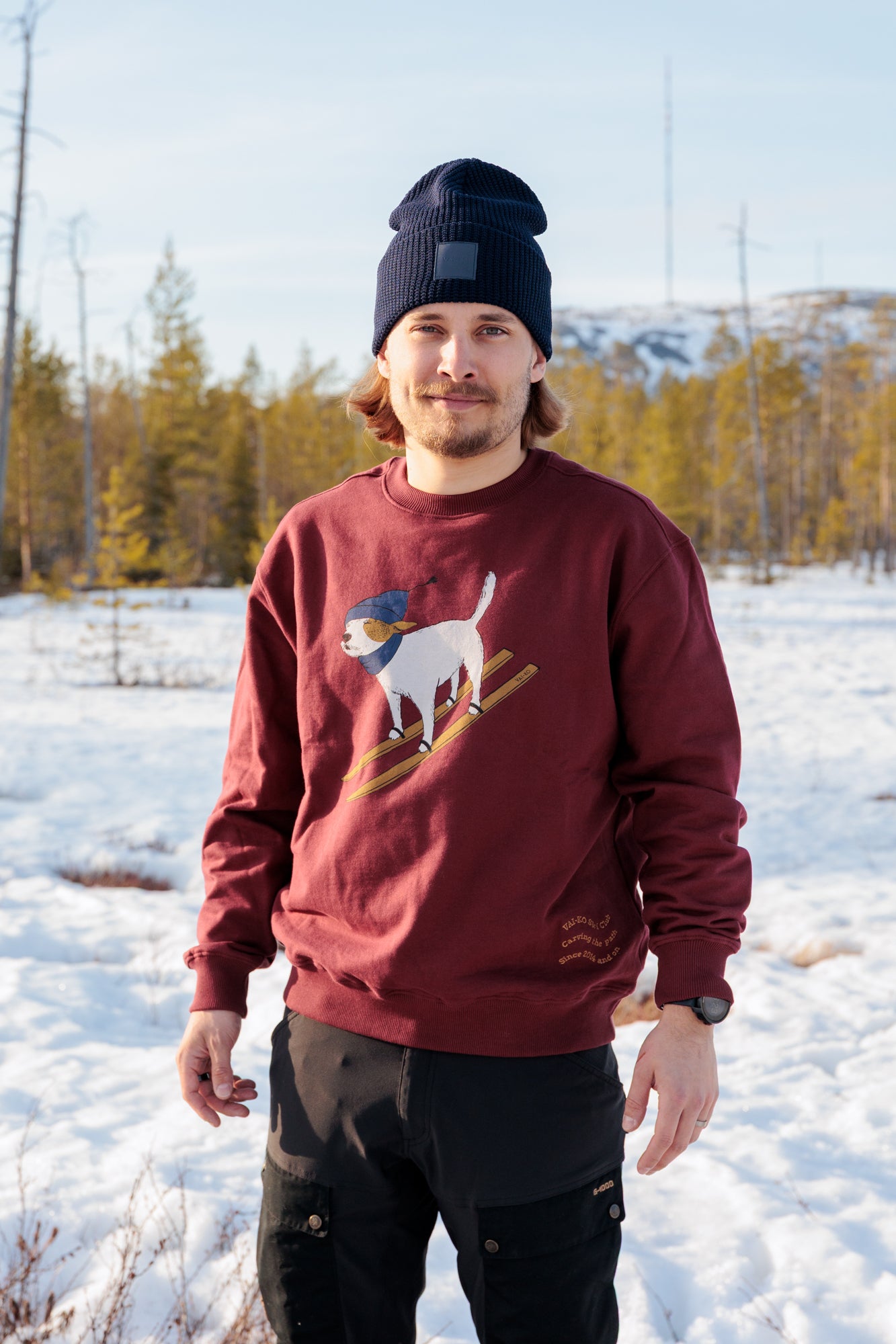 Ski Dog Sweater - Burgundy