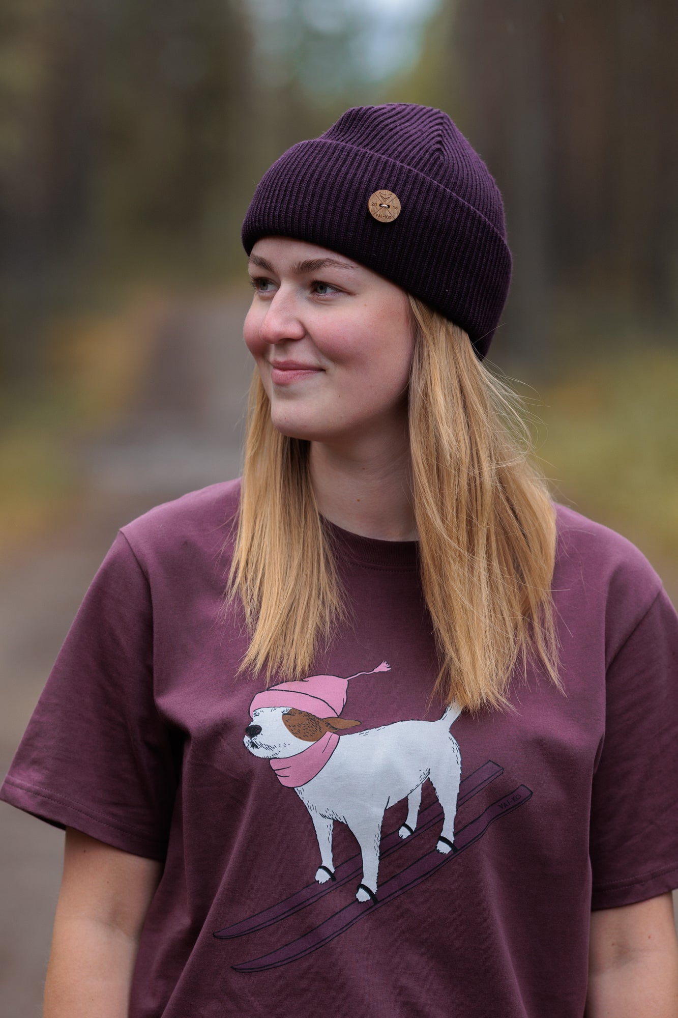 Ski Dog T-shirt - Burgundy