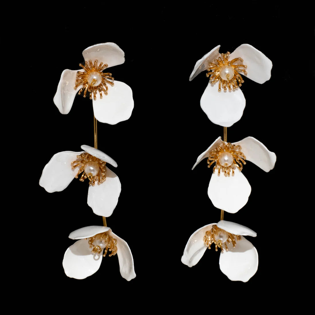 Triple Apple Flower Stud Earrings