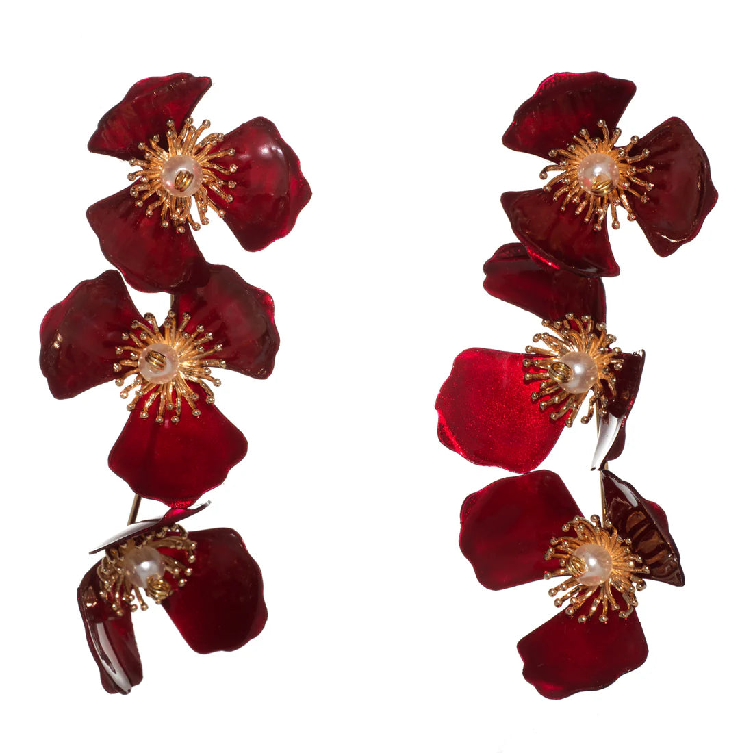 Triple Apple Flower Stud Earrings