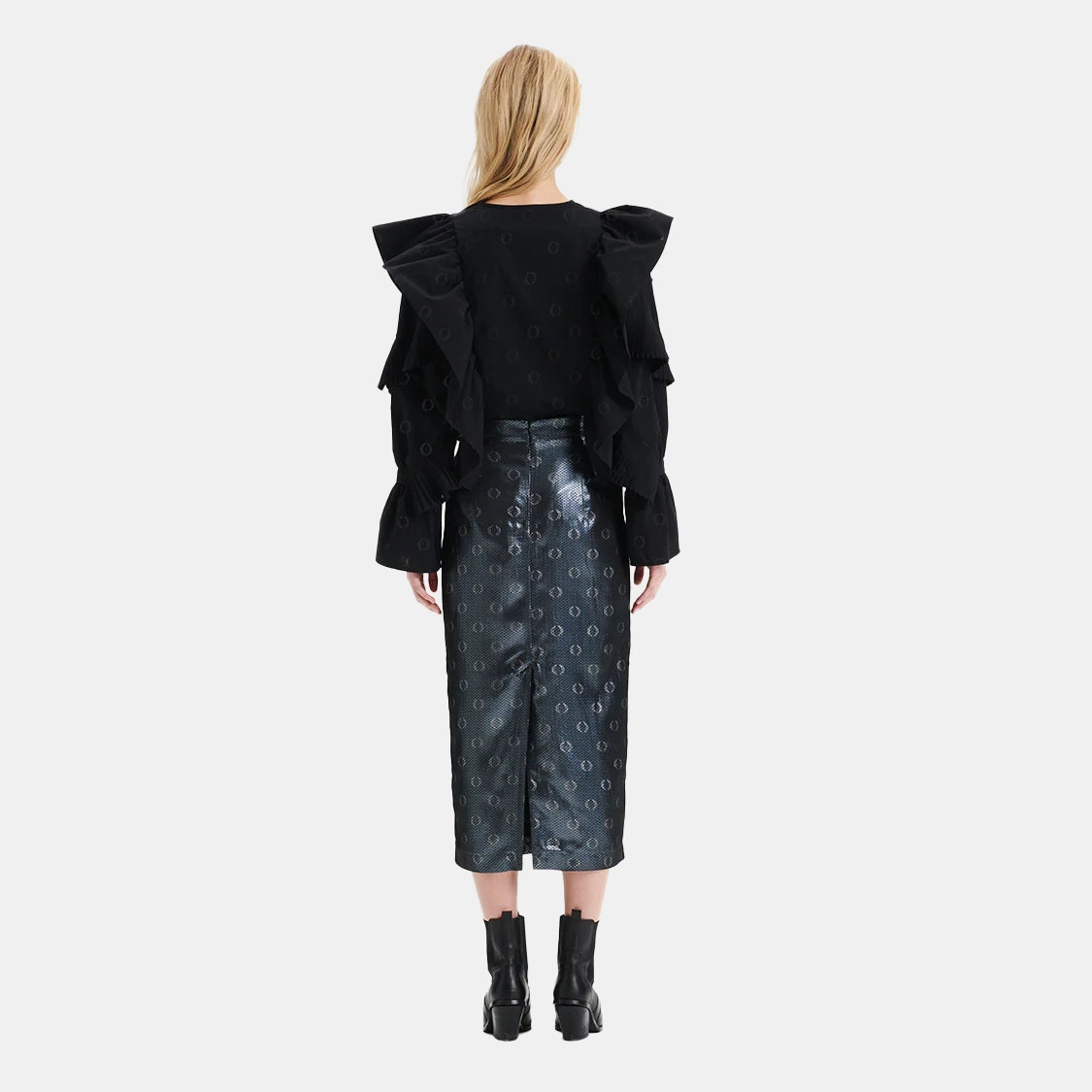O-logo Sequin Jacquard Pencil Skirt