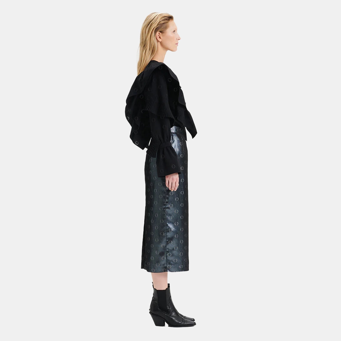 O-logo Sequin Jacquard Pencil Skirt
