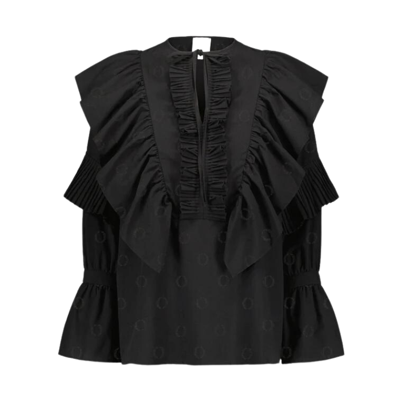 O-logo Pleated Devoré Blouse